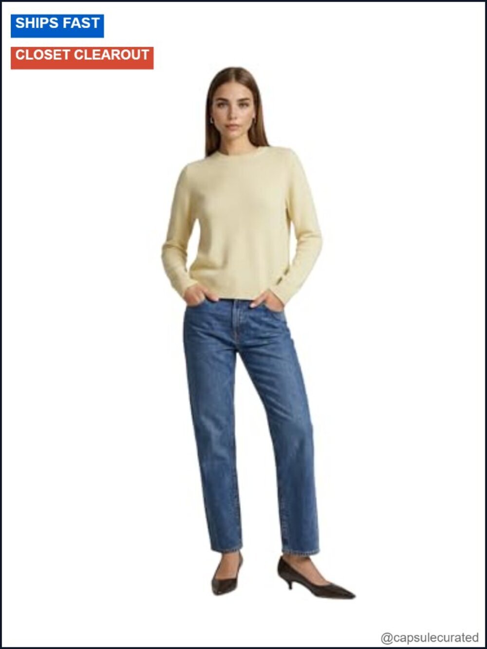 100% Cashmere Basic Crewneck Sweater Pullover Crew Neck Long Sleeve Regular Fit